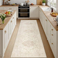 2'6''x8' Hallway Washable Runner Rug: Kitchen Carpet Beige White | Vintage Boho by Luxturiy