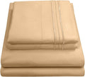 RV Queen Bed Sheets - Breathable Luxury Sheets with Full Elastic & Secure Corner Straps Built In - 1800 Supreme Collection Extra Soft Deep Pocket Bedding Set, Sheet Set, RV Short Queen, Camel