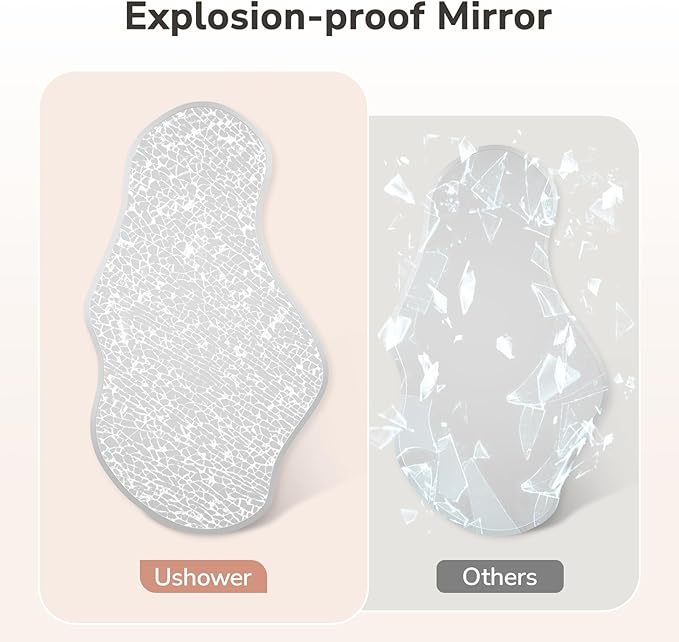 USHOWER Irregular Wall Mirror 20"x36", Frameless Wavy Mirror with Beveled & Polished Edge, Wall Mirrors Decorative for Bathroom, Bedroom, Living Room, Entryway, Cloakroom Renovation