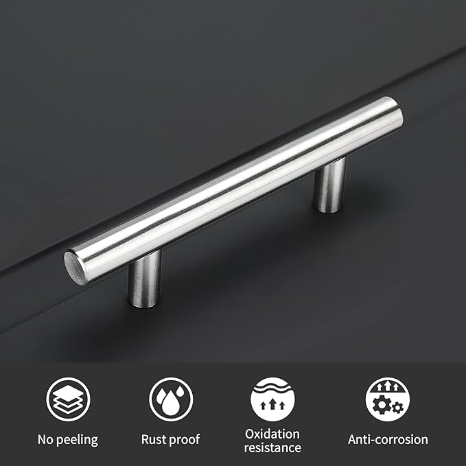 homdiy 400 Pack Drawer Handle Brushed Nickel Kitchen Hardware - HD201SN Cabinet Handles for Kitchen Furniture Hardware Derocative Straight Handle Pull, 8-4/5in Hole Centers