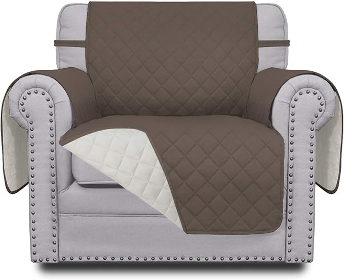 Easy-Going Reversible Couch Cover, Small Chair, Taupe/Ivory | Machine Washable by Easy-Going
