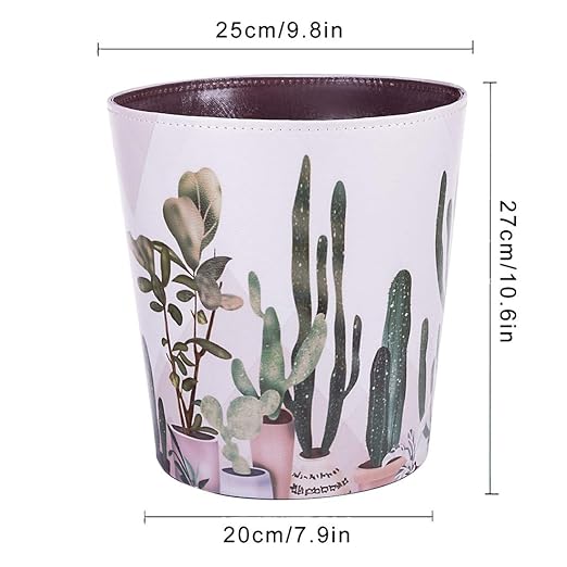 10L/2.64 Gallon PU Leather Trash Can Decorative Waterproof Wastebasket Paper Basket Garbage Bin for Home Office Bathroom