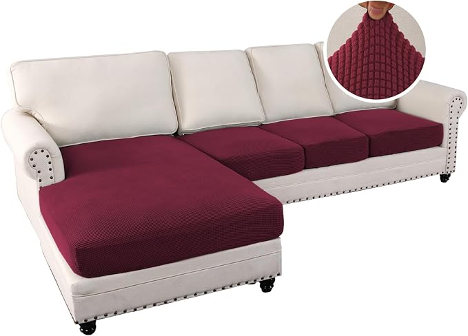 H.VERSAILTEX Sectional Couch Covers 4 Pieces Sofa Seat Cushion Covers L Shape - Image 2