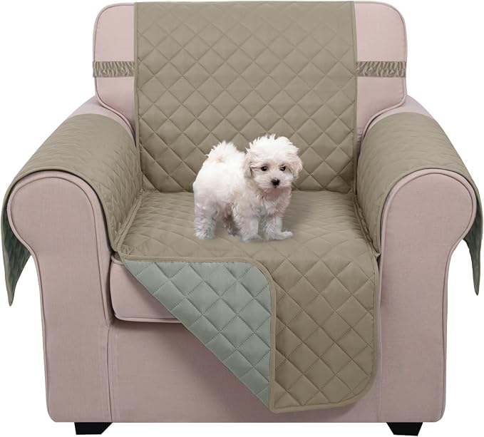 U-NICE HOME Reversible Oversized 28''Chair Covers, Khaki/Light Grey | Armchair by U-NICEHOME