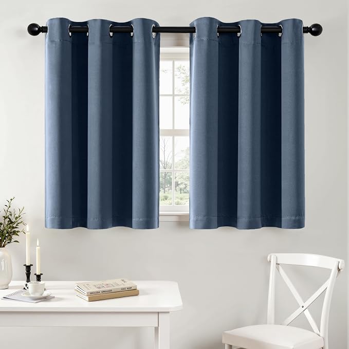 MIULEE Blackout Curtains for Bedroom 2 Panels 40 x 36 Inch Long Stone Blue | by MIULEE