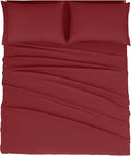 Mejoroom Queen Size Sheet Set - Hotel Luxury 1800 Bedding Sheets & Pillowcases - Deep Pocket Fitted Sheet, Soft, Breathable, Wrinkle & Fade Resistant - 4 Piece (Queen, Burgundy)