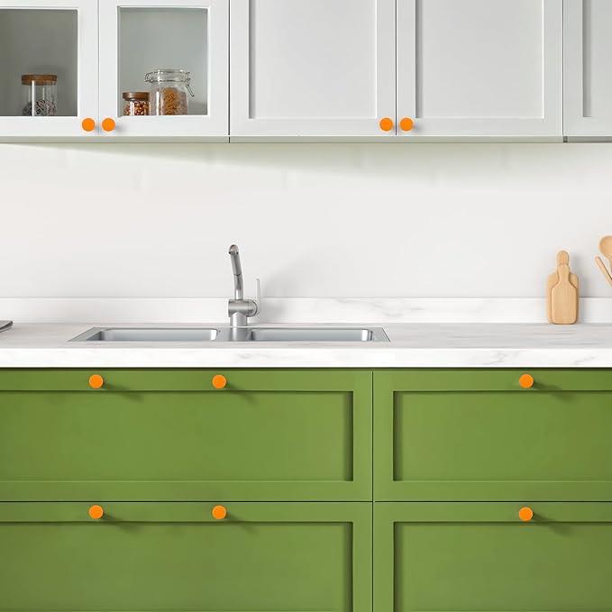 Ravinte 20 Pack Cabinet Knobs Orange Kitchen Cabinet Knobs Round Dresser Drawer Pulls Closet Door Pulls 1-1/5 Inch