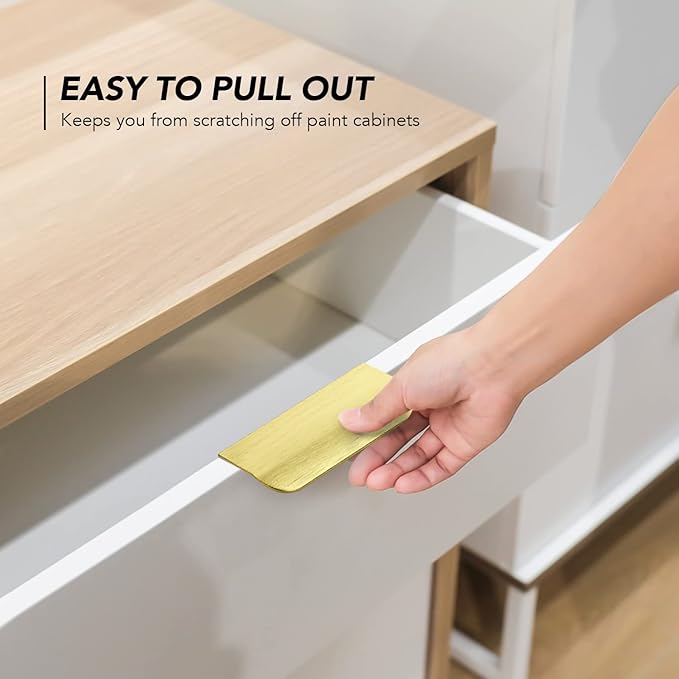 Ravinte Hardware 30 Pack Gold Cabinet Handles, 3.15 Inch (80mm) Finger Edge Pulls, 2-1/2 Inch Hole Center, Finger Pulls for Cabinets