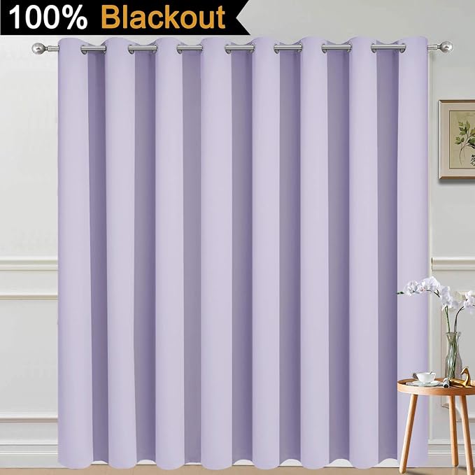 Yakamok Lilac 100% Blackout Patio Door Curtain Panels W100 x L84, 1 Panel | - Image 2