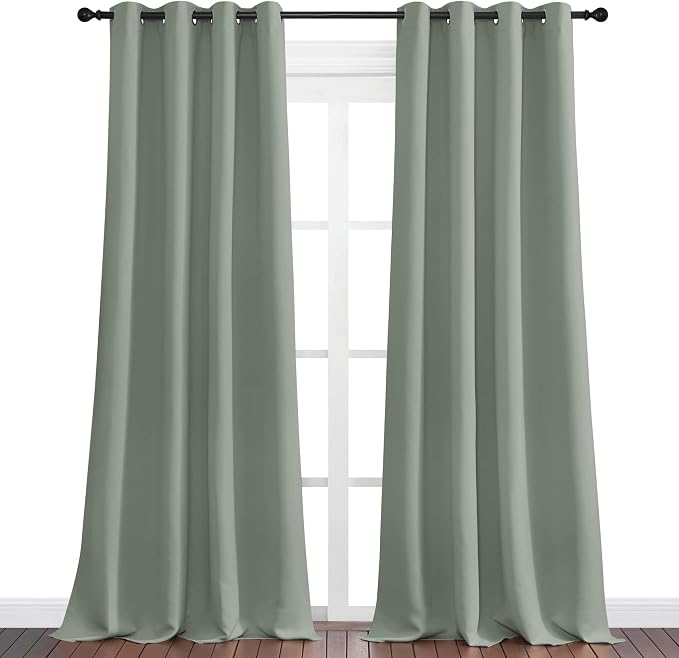 NICETOWN Greyish Green Blackout Curtains 96" Long - Image 2