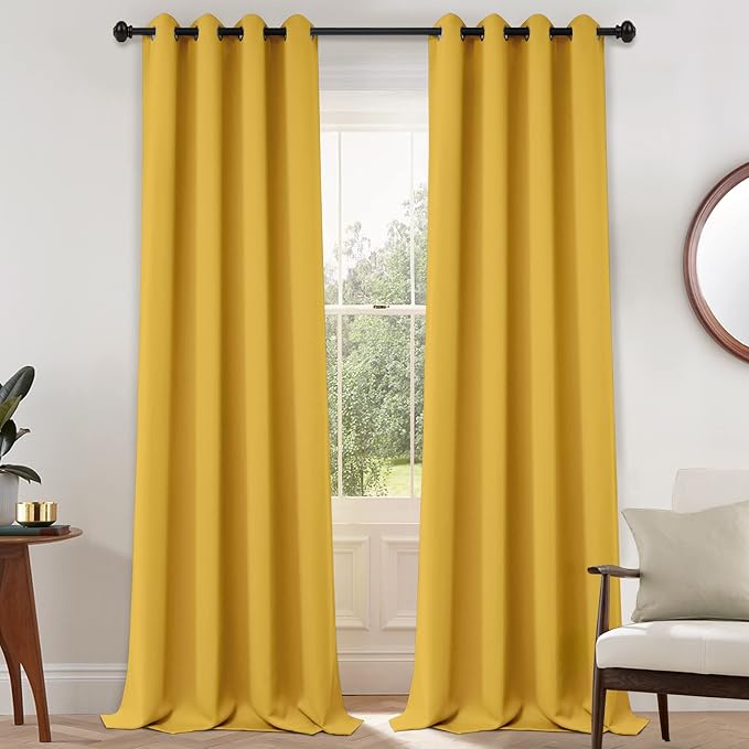 Yakamok Room Darkening Curtains 52x108 inch Long Mustard Yellow-Bedroom | 2 by Yakamok