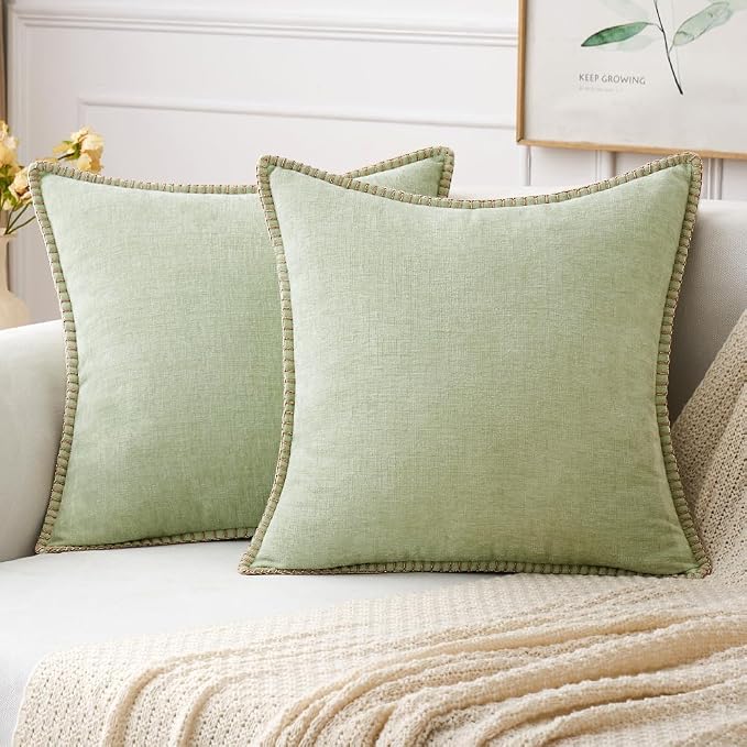 MIULEE Decorative Couch Throw Pillow Covers 20x20 Inch Light Green 2 Pack | by MIULEE