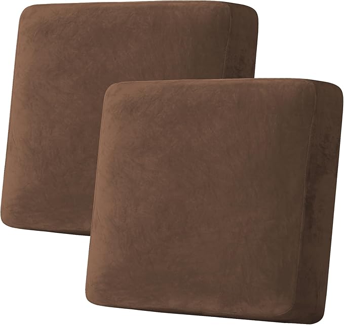 H.VERSAILTEX Velvet Stretch Couch Cushion Cover Plush Cushion Slipcover by HVERSAILTEX