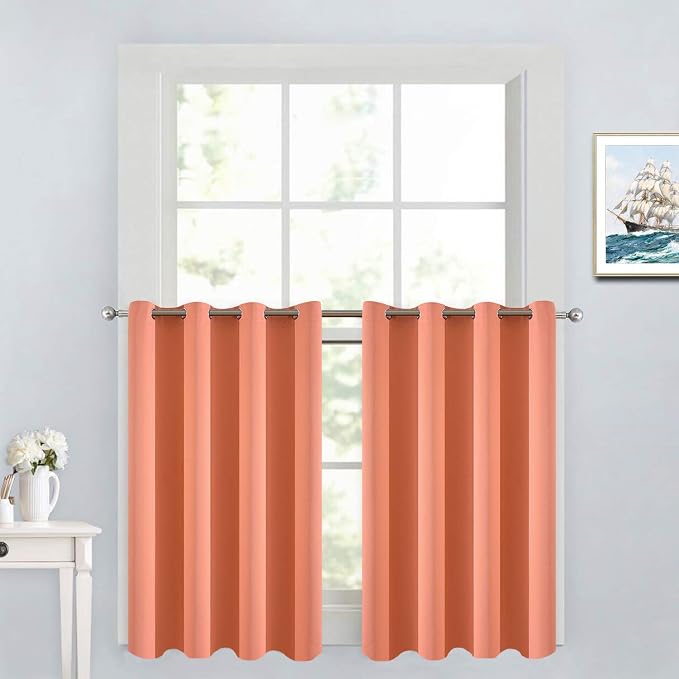 Yakamok Coral Room Darkening Window Curtains 52x36 Inch by Yakamok