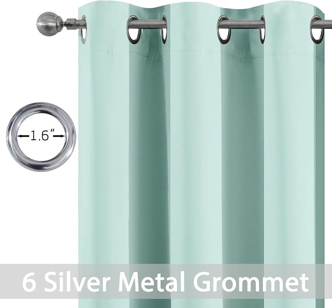 Yakamok Room Darkening Curtains 42x72 inch Length Aqua-Living Room | 2 panels - Image 2