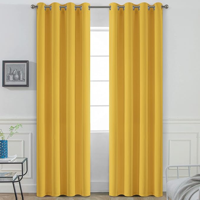 Yakamok Room Darkening Curtains 52x96 inch Long Mustard Yellow-Living Room | 2 by Yakamok