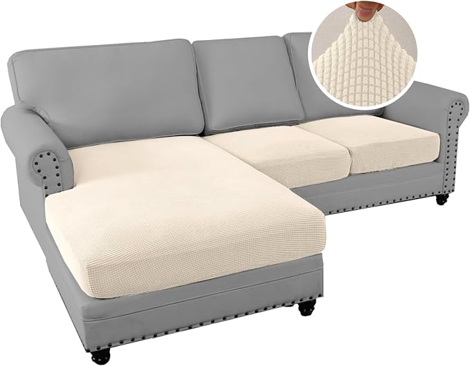H.VERSAILTEX Sectional Couch Covers 3 Pieces Sofa Seat Cushion Covers L Shape - Image 2