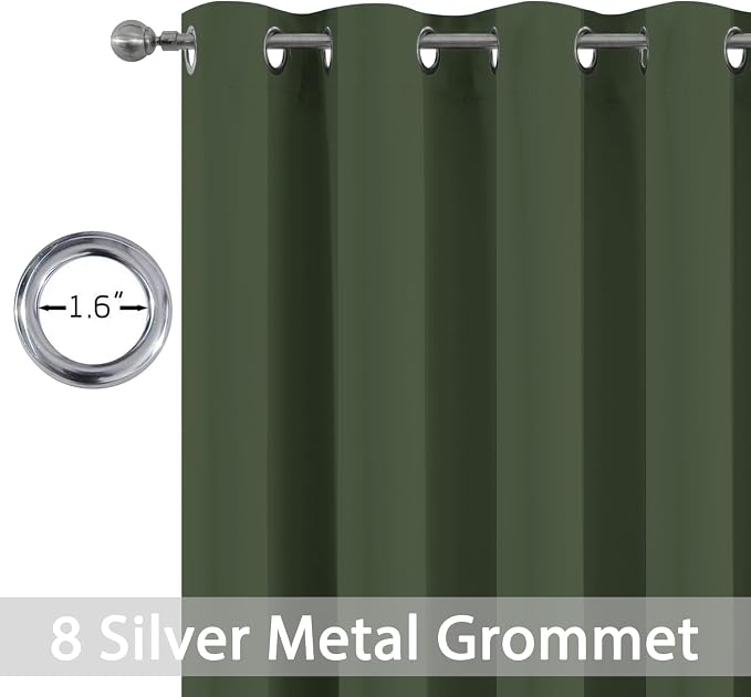 Yakamok Room Darkening Curtains 52x96 inch Length Greyish Green-Living Room | 2 - Image 2