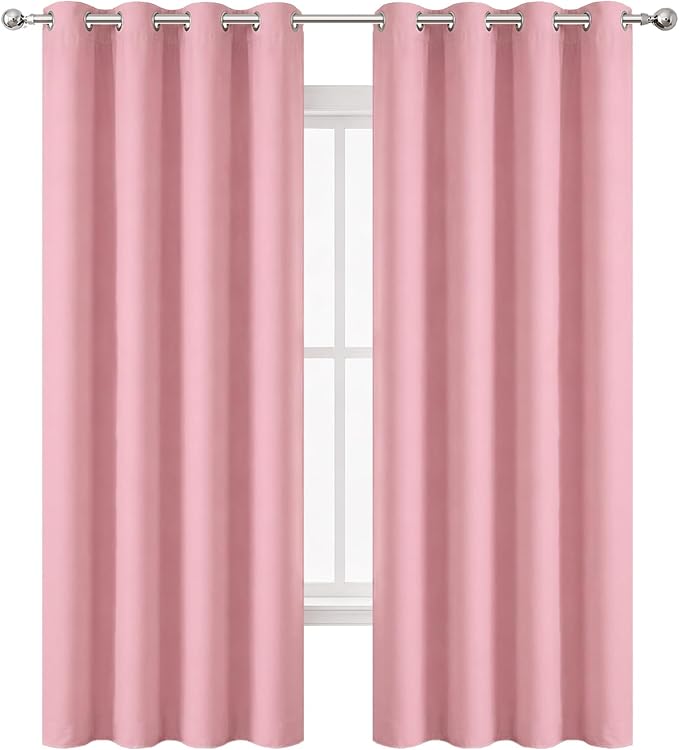 Blackout Curtains 66 x 95 inch/Pink Curtains Set of 2 Panels/Thermal Insulated - Image 2