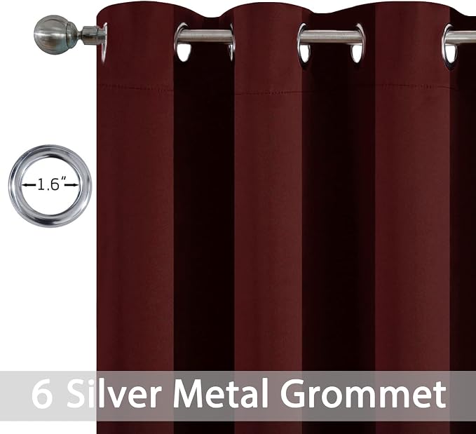 Yakamok Room Darkening Curtains 42x84 inch Length Burgundy Red-Living Room | 2 - Image 2