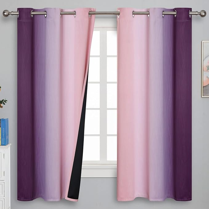 Pink and Purple Ombre Blackout Curtains by ESTELARTEXTILER