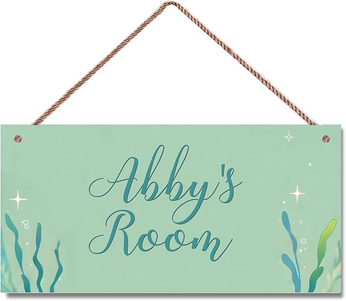 Personalized Signs Ocean Seaweed Sign For Kids Room Custom Name Door Wall Decor Floral Nursery Art Plate For Boys Room Girls Bedroom Little Man Cave