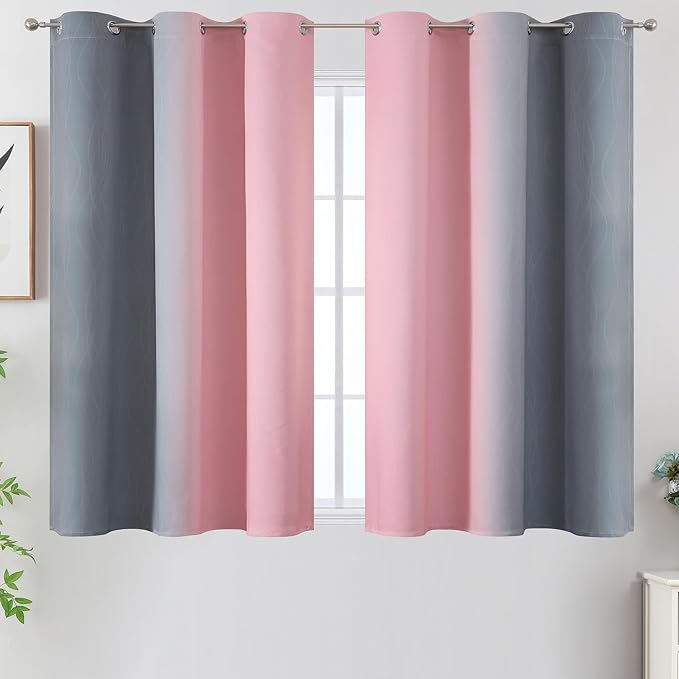 Pink and Gray Ombre Blackout Curtains - Image 2