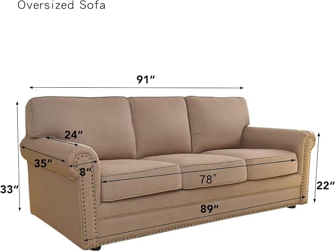 Easy-Going Stretch Oversized Sofa Couch Slipcover Washable Sand | 1-Piece Extra - Image 7