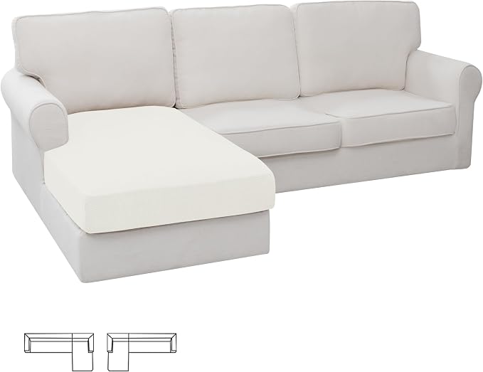 Easy-Going Stretch 1 Piece Chaise Lounge Cushion Slipcover | Sectional Couch by Easy-Going