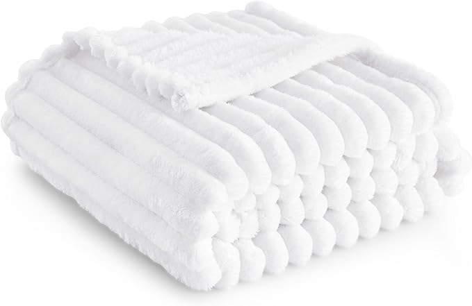 Bedsure GentleSoft White Twin XL Blanket for Bed - Cozy Soft Blankets for Women, Cute Small Fleece Throws for Girls, Birthday Gifts for Women Decor Gifts for Mom, White, 66x90 Inches