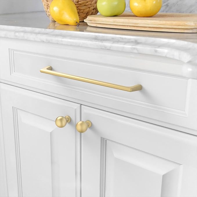 Amerdeco 10 Pack Brushed Gold Cabinet Pulls 7.5 Inch(192MM) Hole Centers Kitchen Cabinet Handles Hardware Kitchen Handles for Cabinets Cupboard Handles Drawer Pulls ZH0041