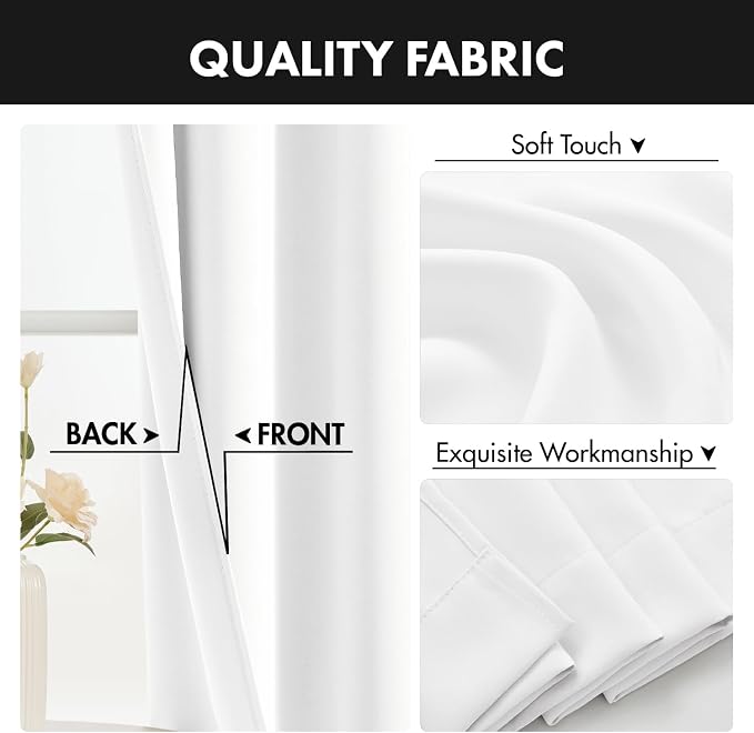 MIULEE 4-Panel 36 Inch Blackout Kitchen Tier Curtains Over Sink Pure White | - Image 8