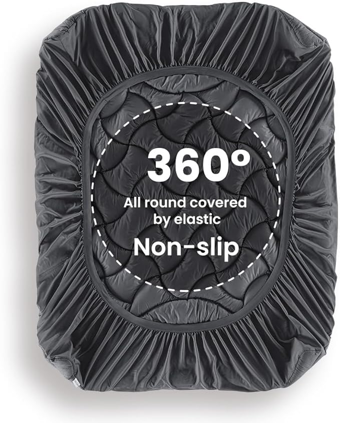 SLEEP ZONE Cooling Queen Mattress Topper, Premium Zoned Cool Mattress Pad Cover, Padded Mattress Protector Breathable Washable, Deep Pocket 8-21" (Grey, Queen)