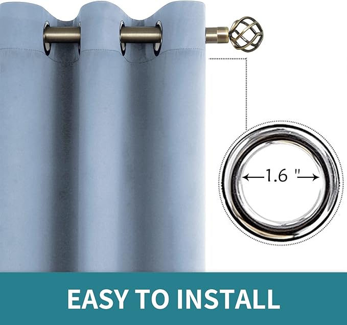 BGment Blackout Curtains for Living Room - Grommet Thermal Insulated Room Darkening Curtains for Bedroom, 2 Panels of 42 x 84 Inch, Spa Blue