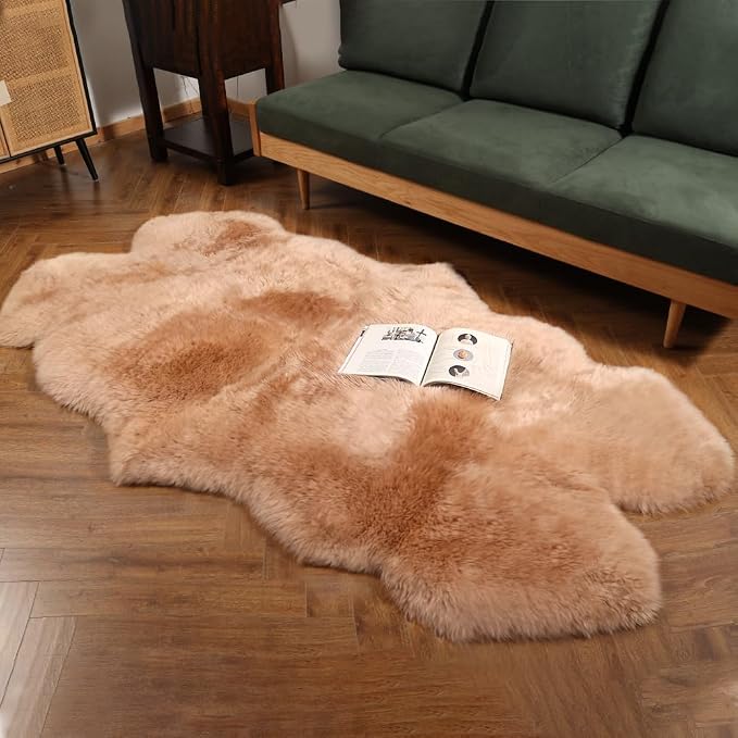 IRIWOOL Premium Genuine Fur Sheepskin Rug Real Australia Sheepskin Natural by IRIWOOL