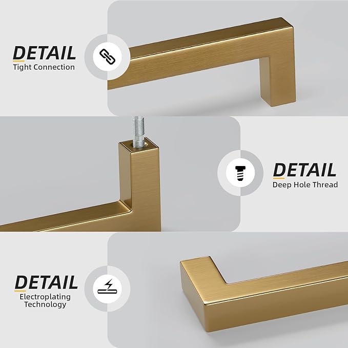 goldenwarm 20 Pack Champagne Gold Cabinet Pulls 3-1/2 Inch Gold Cabinet Handles Champagne Bronze Drawer Pulls Brushed Bronze Drawer Handles Kitchen Dresser Hardware