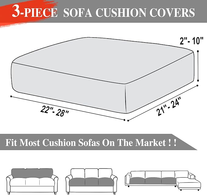 LA MEACK Couch Cushion Covers Seat Cushion Cover Stretch Couch Cover Separate - Image 6