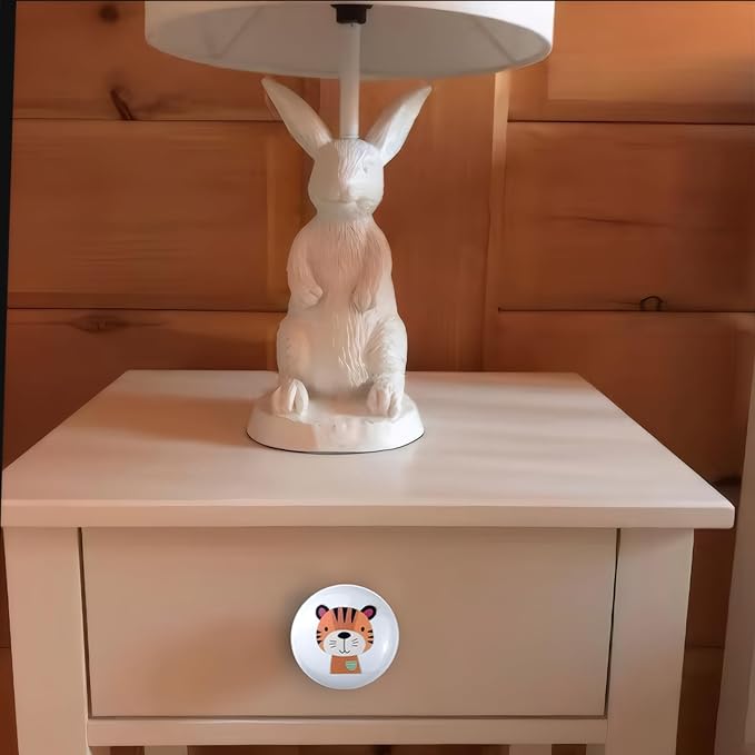 6pcs 1.5" 6Pack Cute Safari Animal Ceramics Kids Cabinet Furniture Nursery Cabinet Dresser Drawer Knobs and Door Pulls