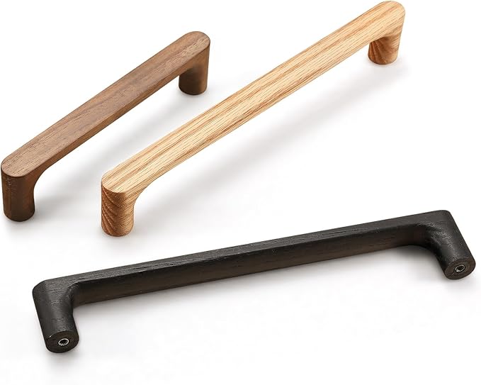 Black Round 5 in 6 pcs Wooden Drawer Pulls Handle pulls for cabinets Kitchen Cabinet Drawer pulls Cabinet Door Pull