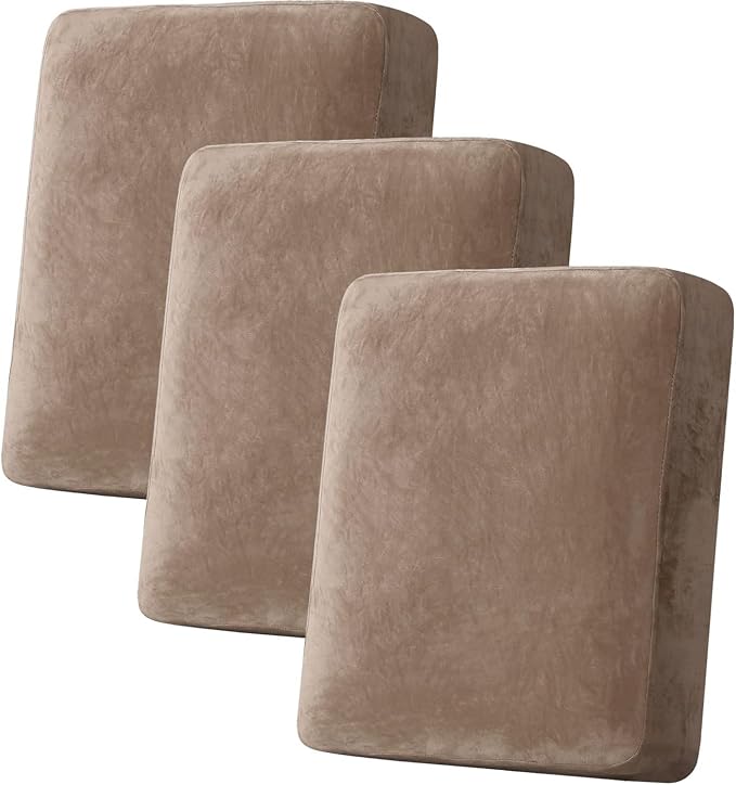 H.VERSAILTEX Velvet Stretch Couch Cushion Cover Plush Cushion Slipcover by HVERSAILTEX
