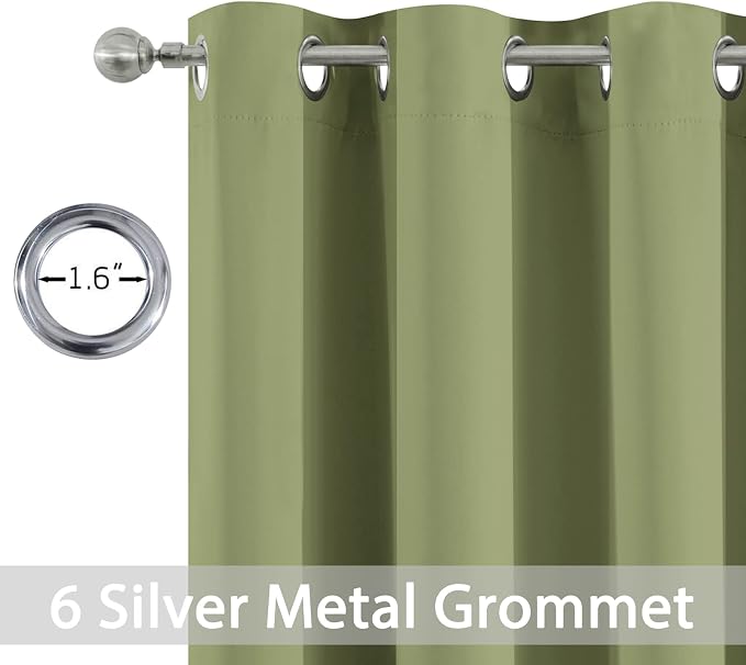 Yakamok Room Darkening Curtains 52x63 inch Length Sage Green-Living Room | 2 - Image 4