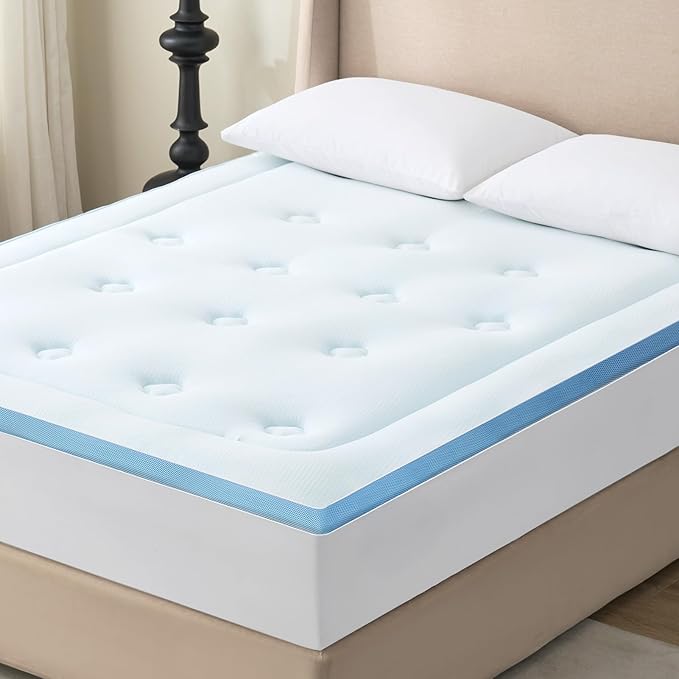 Hansleep Queen Mattress Topper Viscose Derived from Bamboo, Memory Foam Pillow Top Mattress Topper Queen with Deep Pocket, Breathable Mattress Pad for Back Pain Relief, 60" x80", White