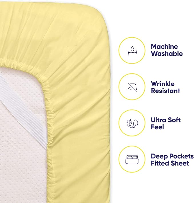 Twin XL Size Bed Sheets - 4 Piece 1500 Supreme Collection Fine Brushed Microfiber Deep Pocket Twin X-Large Sheet Set Bedding - 1 EXTRA PILLOW CASES, GREAT VALUE, Twin XL, Pale Yellow