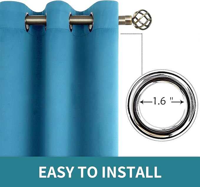 BGment Blackout Curtains - Grommet Thermal Insulated Room Darkening Bedroom and Living Room Curtains, Set of 2 Panels (52 x 63 Inch, Steel Blue)