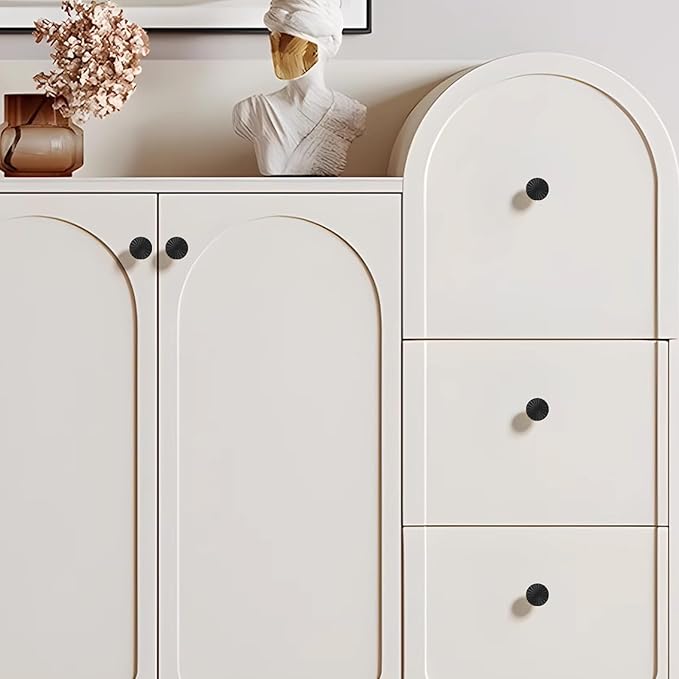 5 Pack Kitchen Cabinet Knobs Round Sunflower Dresser Knob Modern Drawer Hardware Cupboard Handles Furniture Knob for Bathroom Single Hole Knobs for Wardrobe Matte Black TYH-MB-K5