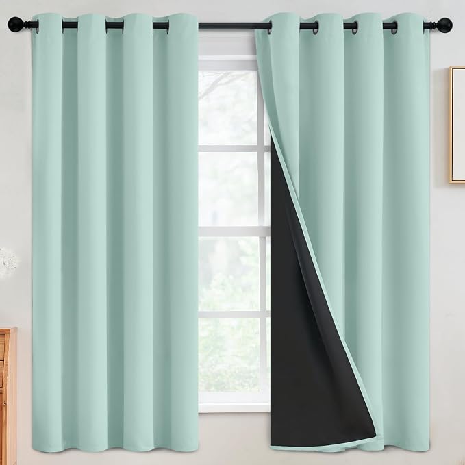 SimpleHome Aqua 100% Blackout Curtains Room Darkening Living Room 63 Inch | by SimpleHome