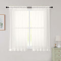 Sheer Ivory Curtains for Bedroom Living Room 54 Inch Length 2 Panels Set by WelvetBLK