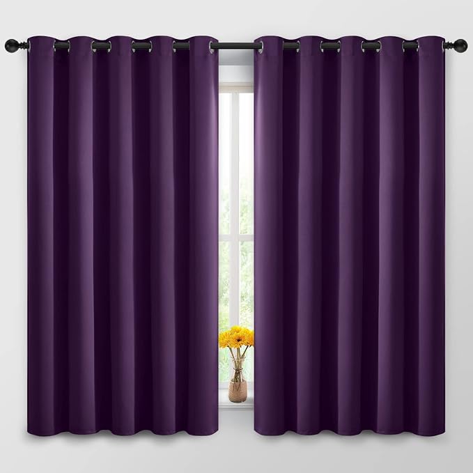 Yakamok Room Darkening Curtains 62x63 inch Length Purple-Living Room | 2 panels by Yakamok