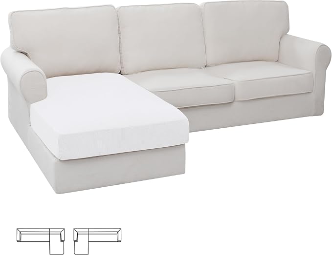 Easy-Going Stretch 1 Piece Chaise Lounge Cushion Slipcover | Sectional Couch by Easy-Going