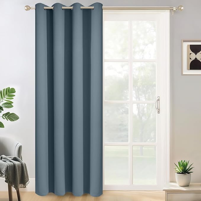 Yakamok Stone Blue Room Darkening Curtains 84 inch Sliding Door Drapes | 1 by Yakamok